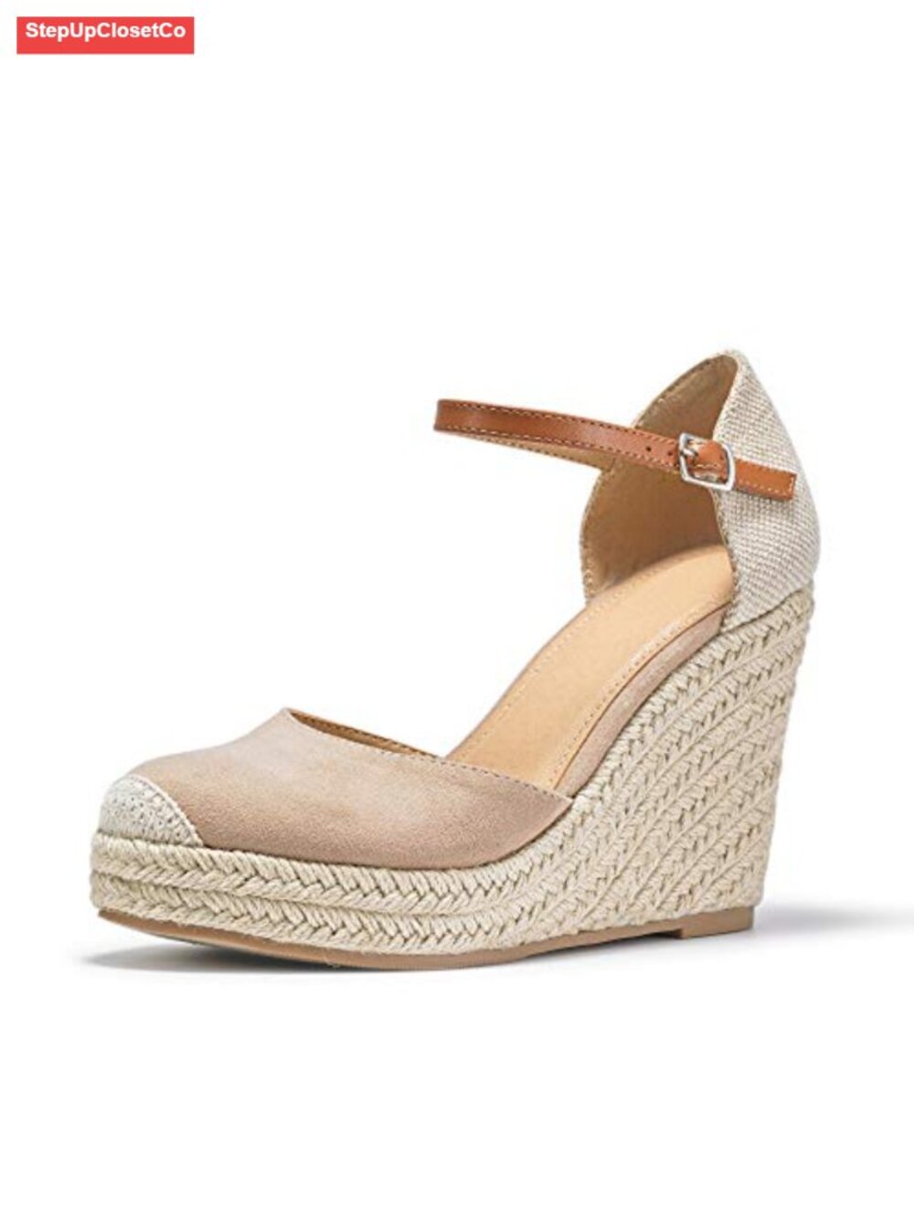 Espadrille Heel Platform Wedge Sandals Ankle Buckle Strap Closed Toe Shoes
